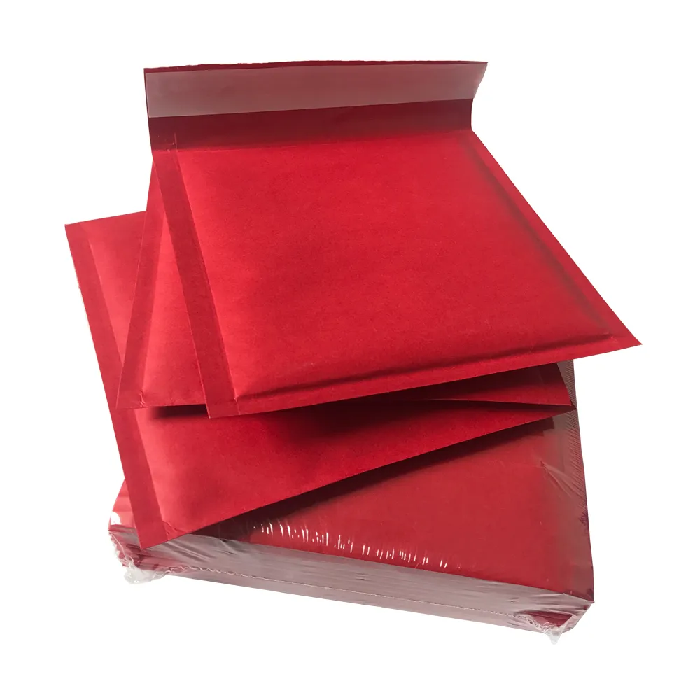 6*10 inch Red custom color Poly bubble bags for Packaging/ Plastic Courier Envelopes waterproof and shockproof