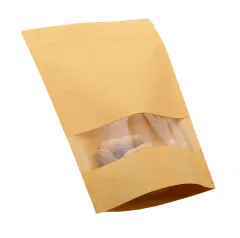 Wholesale PE Food Stand up Pouch Kraft Paper Zip-Lock Packaging Food Bags with Window