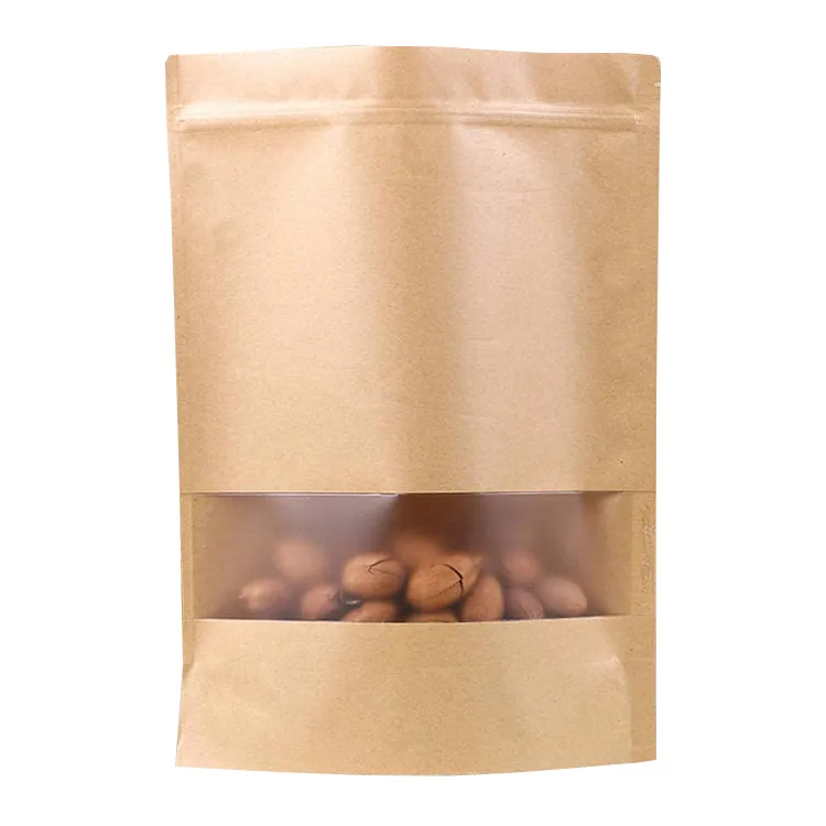 Custom Printed Free-Standing Pouch Kraft Paper Food Bags Packaging PE Bags with Zipper